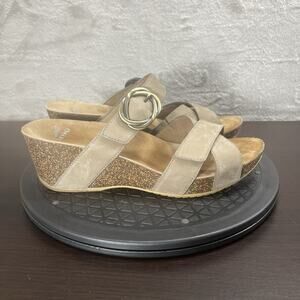 Dansko Womens Sz 10-10.5 Susie Brown Wedge Nubuck Leather Strappy Sandals